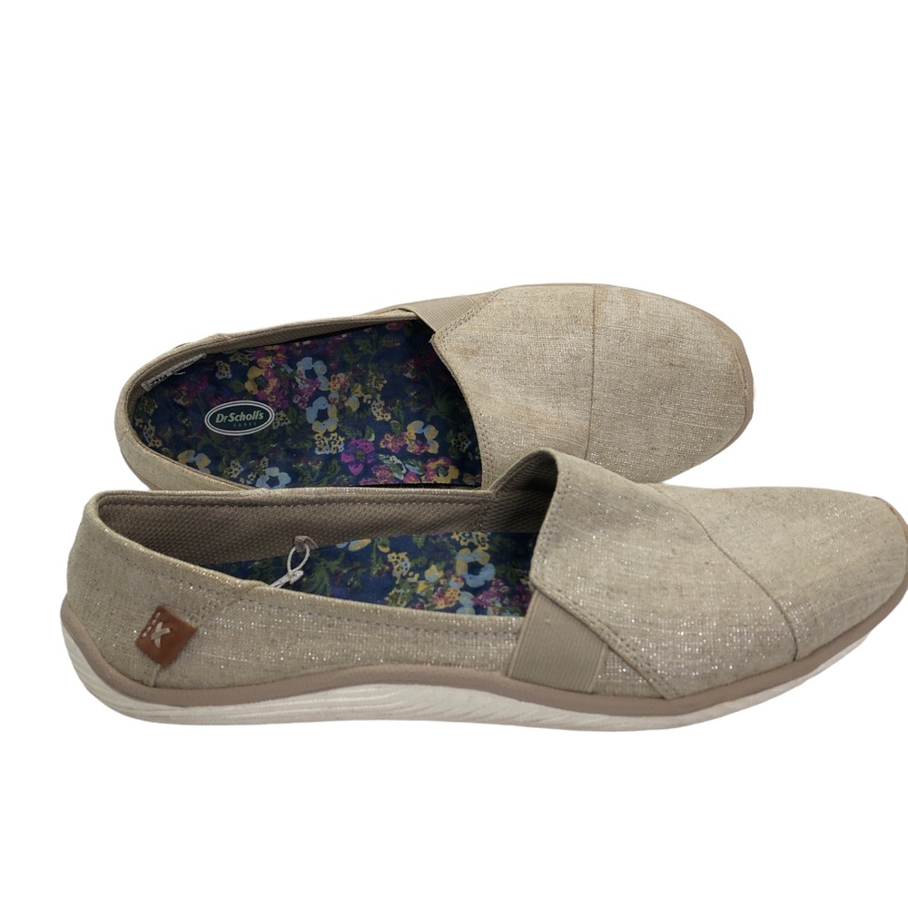 Dr. Scholls “JULY” Metallic Khaki Canvas Casual Slip On Shoes Size 9.5